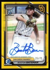 2024 Bowman Draft Chrome Yellow Refractor 25/75 Boston Bateman Auto #CPA-BBA SB6