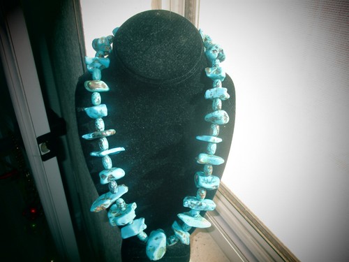 HUGE CHUNKY TURQUOISE NUGGETS 207 GRAMS STERLING LOBSTER CLOSURE SPIDER ...