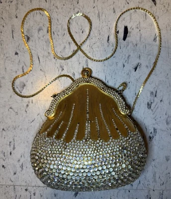 Vintage Judith Leiber Chatelaine Evening Bag Minaudière Swarovski Crystal READ - Image 1 of 4