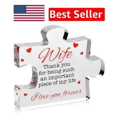 Unique Valentine's Gift for Wife - Engraved Acrylic Puzzle Block (3.35 x 2.76)