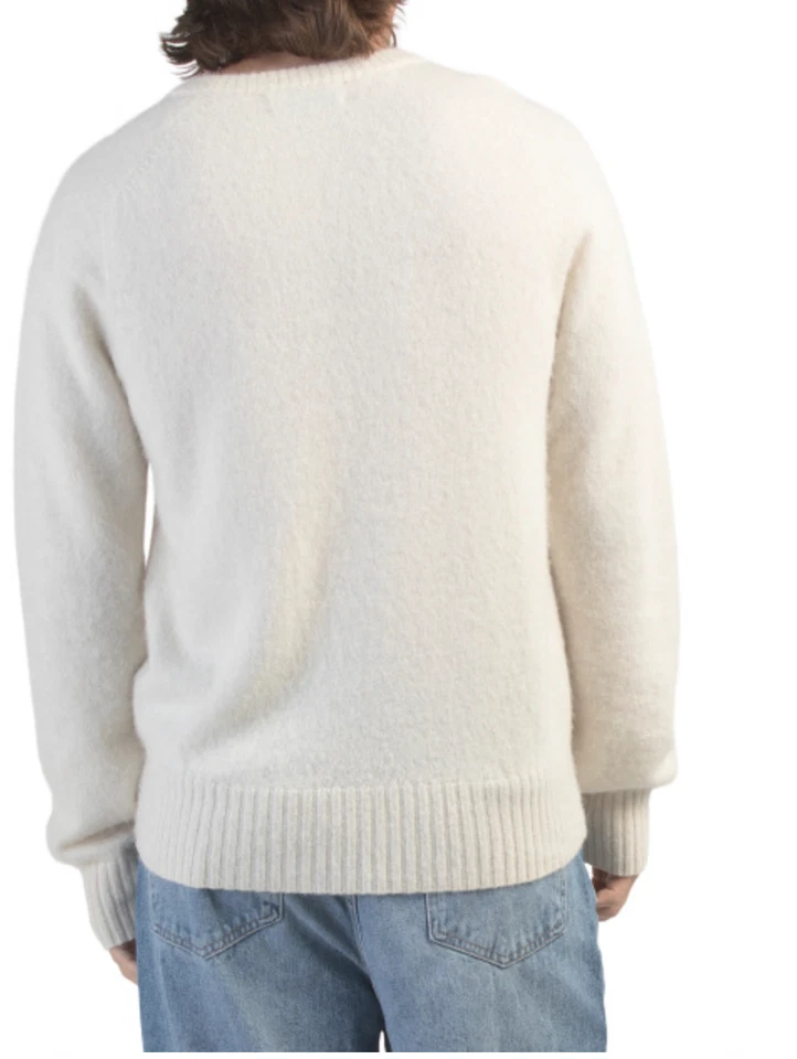 $248 Buck Mason Men's L Shaggy Alpaca Saddle Crewneck Sweater Pullover Snowdrift - Image 4 of 4
