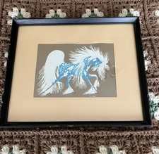 Woody Crumbo Spirit Horse Serigraph Native American Taos OriginalFrame Circa1968