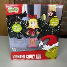 Cindy Lou Who Inflatable 4 ft Grinch Christmas Airblown LED Lights Wreath Gemmy
