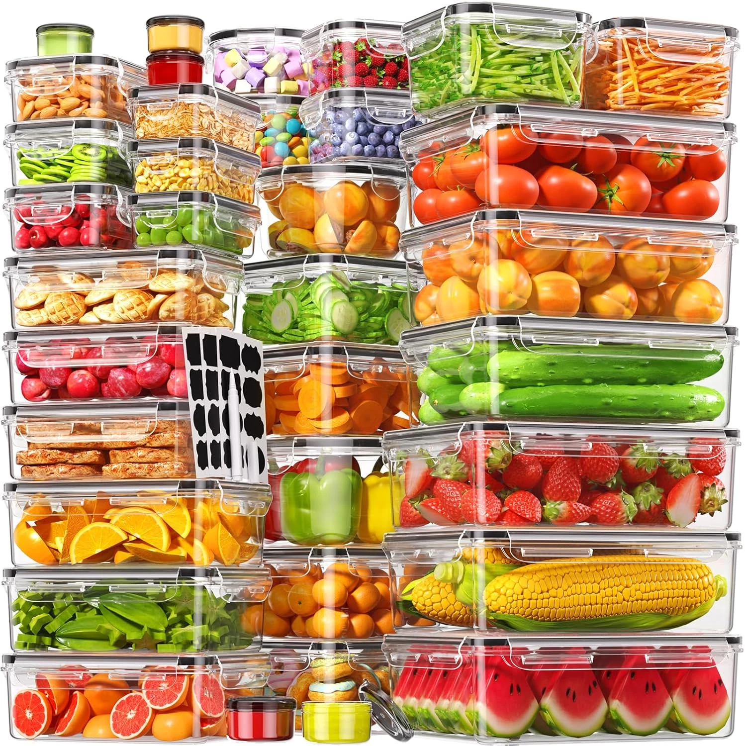 70 PCS Food Storage Containers with Lids Airtight, (35 Lids & 35 Containers) Lea
