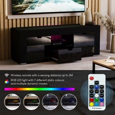 Image of Vida Designs 2 Door 1 Drawer Storage Cabinet LED TV Unit Black Living Room