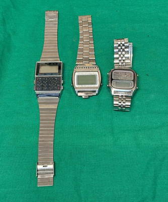 CASIO DBX-100 , Seiko Alarm chronograph, Pulsar - 3x Vintage Armbanduhren DEFEKT