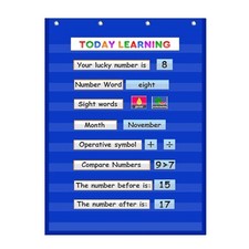Standard Pocket Chart Clear 10 Pockets for Classroom  28Wx43L, Blue