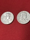 LOT of 2 - 1953 D + 1953 S   FRANKLIN Half Dollars  -  90% Silver