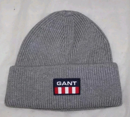 Bonnet Gant unisexe BNWT rétro bouclier taille unique gris oversize classe suprême chaud