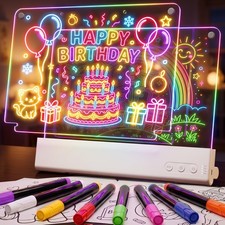 LED Note Board with Colors Acrylic Dry Erase Board DIY Drawing Board with Light