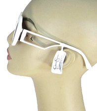 Jessica Simpson Oval White Sunglasses Clear Temples Window Accent J6418-CMX