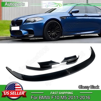 Gloss Black Front Bumper Spoiler Lip Splitter For 2011-16 BMW F10 M Sport Sedan