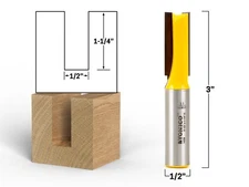 1/2" Diameter X 1-1/4" Height Straight Router Bit - 1/2" Shank - Yonico 14026