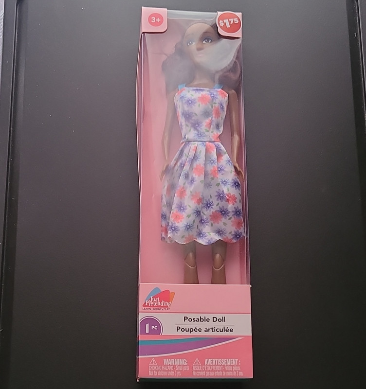 Just Pretending Posable Fashion Girl Doll Dark Brown Wavy Hair, Unopened
