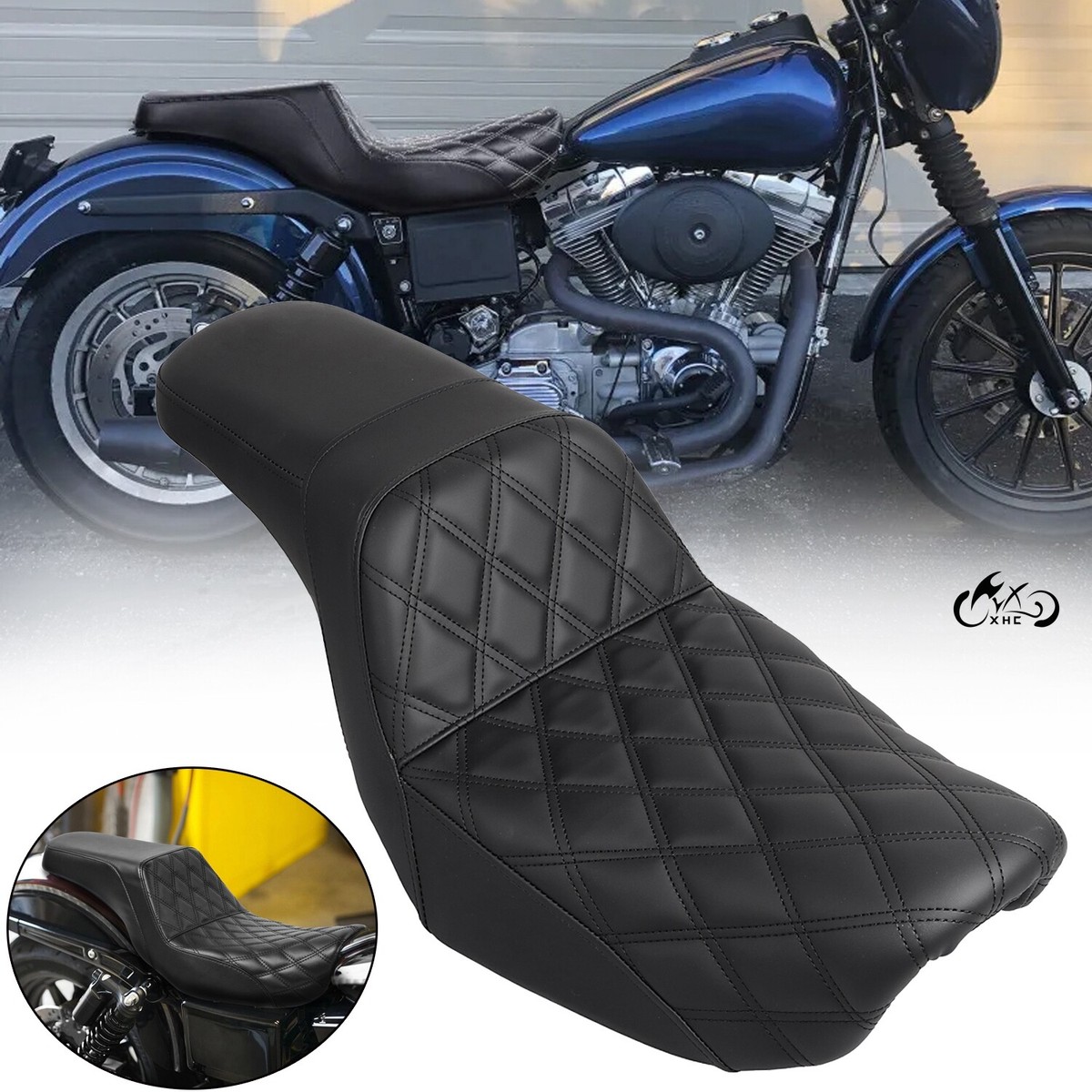 Black Driver Passenger Seat For Harley Dyna Fat Bob Super Wide Glide  2006-2017