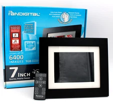 Pandigital 7" Digital Photo Frame w/ Remote PAN7000DW 6400 Images 1GB Memory