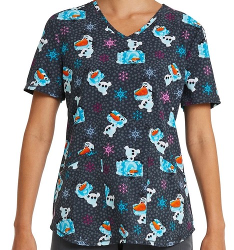 NWT Scrubstar Olaf Meltdown Winter Frozen/Christmas Scrub Shirt, Women's 3XL - Picture 2 of 3