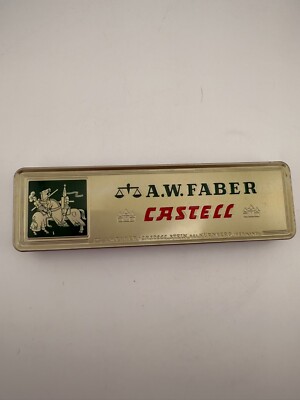 11 Vintage A.W.FABER Pencils: ''CASTELL'' 9000 5H Tin Pencil Box NOS Unsharpened
