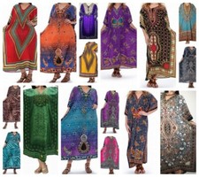 Womens African Caftan Dress Kaftan dashiki Hippie Boho Casual Gown beach coverup