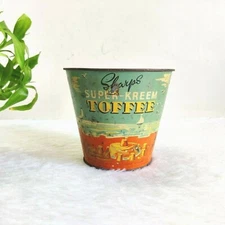 1930 Vintage Sharps Super Kreem Toffee Advertising Tin Box Can London Dec TB676