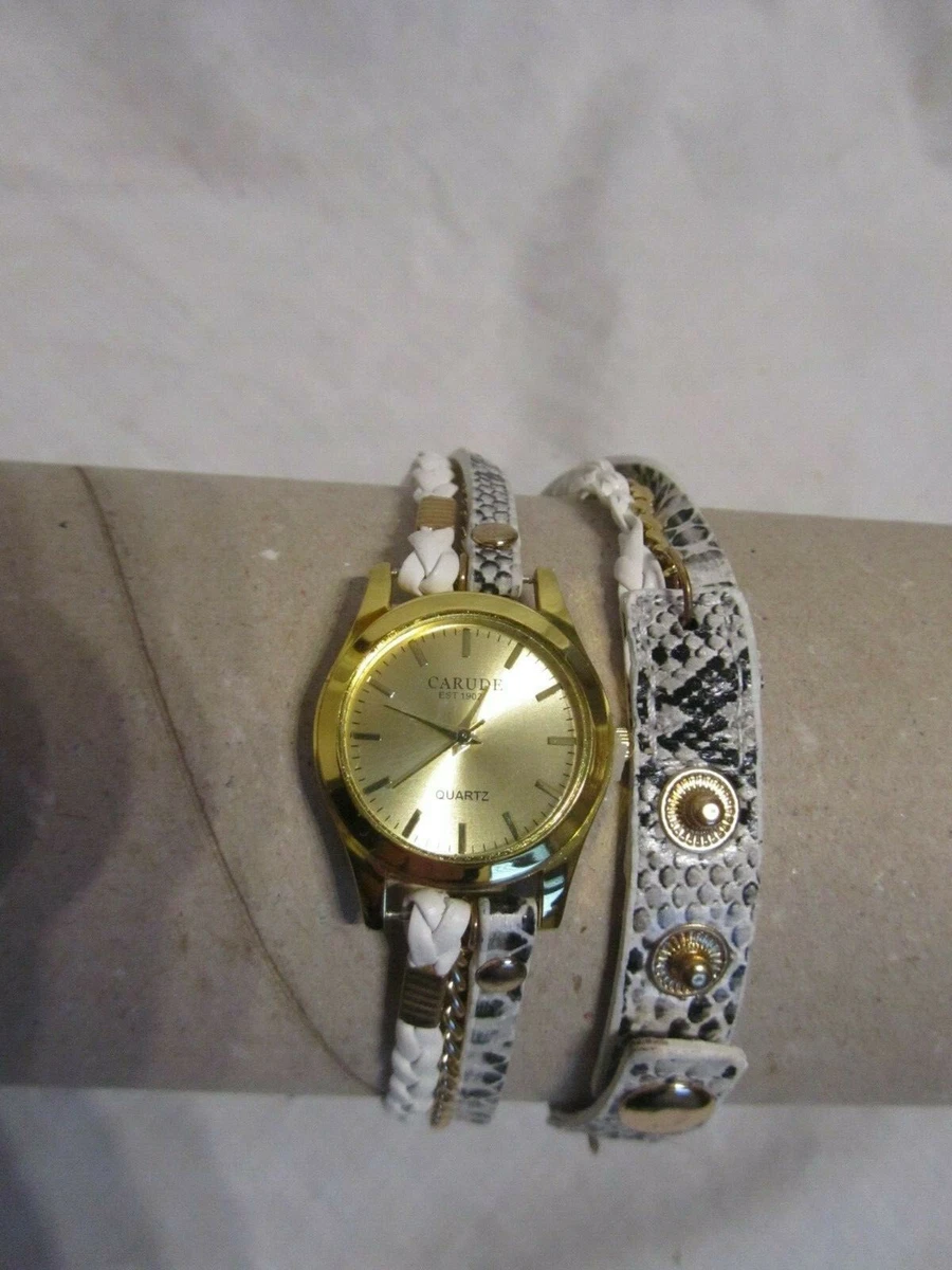 Carude Women s Leather Wrap Around Bracelet Watch
