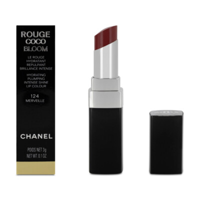 Chanel Rouge Coco Bloom Red Lipstick Hydrating Plumping Lip Colour 124 Merveille