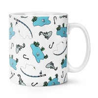 Angeln Fischer Muster 284Ml Becher Tasse Vatertag Karpfen Freund Lustig Geschenk
