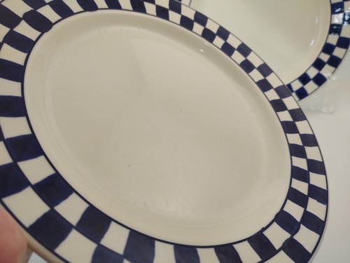 Set of 2 Hartstone Blue Checks 11 1/4" Dinner Plates - Fair Condition - Picture 9 of 12