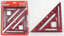 Milwaukee MLSQ070 7" Reinforced Frame Rafter Shop Speed Square NICE! - 2 Pack