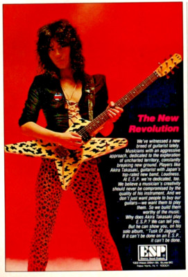 vtg 80s AKIRA TAKASAKI ESP MAGAZINE PRINT AD Loudness Guitarist Pinup Clipping