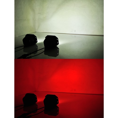 2x Dual color White/Red Strobe Flush Mount Led Work Light Flood Pods & Harness - Picture 2 of 10