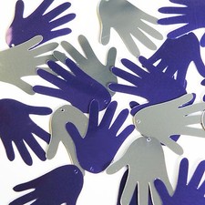 Sequin Glove Hand 1.5" Purple Silver Metallic Couture Paillettes. Made in USA.