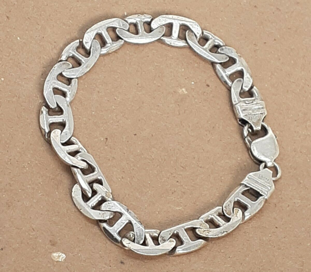 925 Solid Silver Anchor Linked Bracelet  Size 8" … - image 2