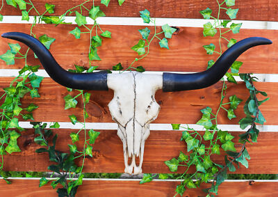 Large 27''Wide Longhorn Steer Cow Skull Wall Head Hanging Sculpture Plaque