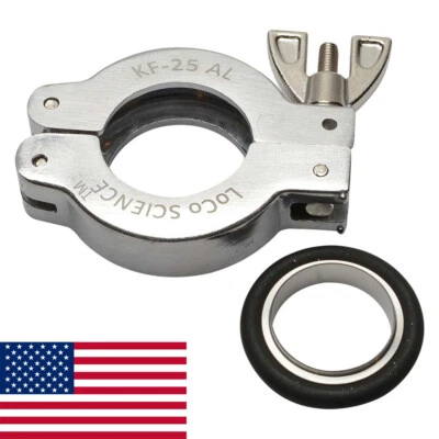 KF-25 NW-25 ALUMINUM VACUUM CLAMP & SS Viton Centering Ring LoCO Science!!