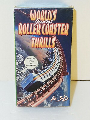 World's  Greatest Roller Coaster Thrills in 3-D VHS Video Tape New Sealed!