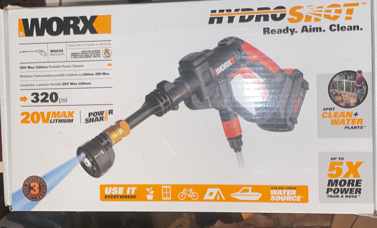 WORX Hydroshot Cordless 20V Pressure Washer Black *BOXED* WG629