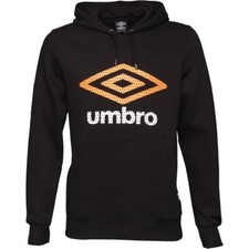 Image of Umbro Mens Official Hoody Black/Orange Pop/White NEW (All Sizes)