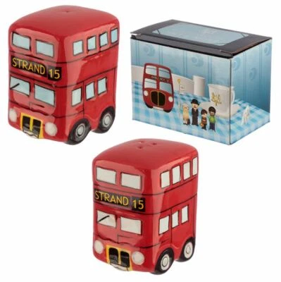 PUCKATOR ROUTEMASTER LONDON BUS NOVELTY SALT AND PEPPER POTS CRUET SET NEW IN GIFT BOX