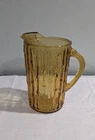 Vintage Anchor Hocking Glass Pitcher TAHITI Amber Bamboo tiki mid century