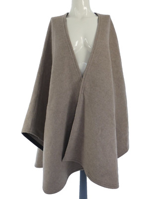 Joseph Cashmere Cape Mantel KATZE beige Wolle Kaschmir Lederbesatz vorne zum Binden UK 8