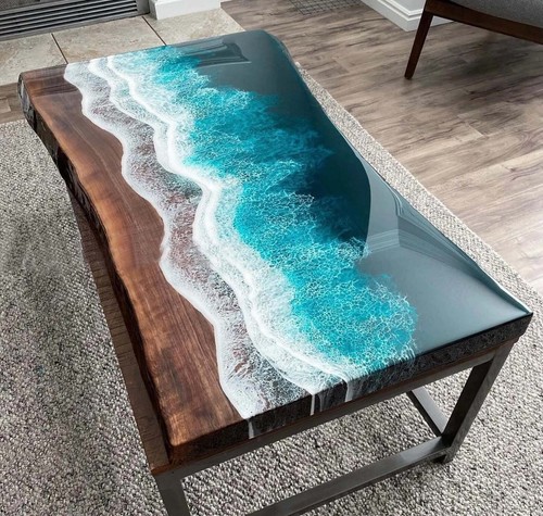 36" x 24" Epoxy Resin Table Top Handmade Home Office Unique Decor