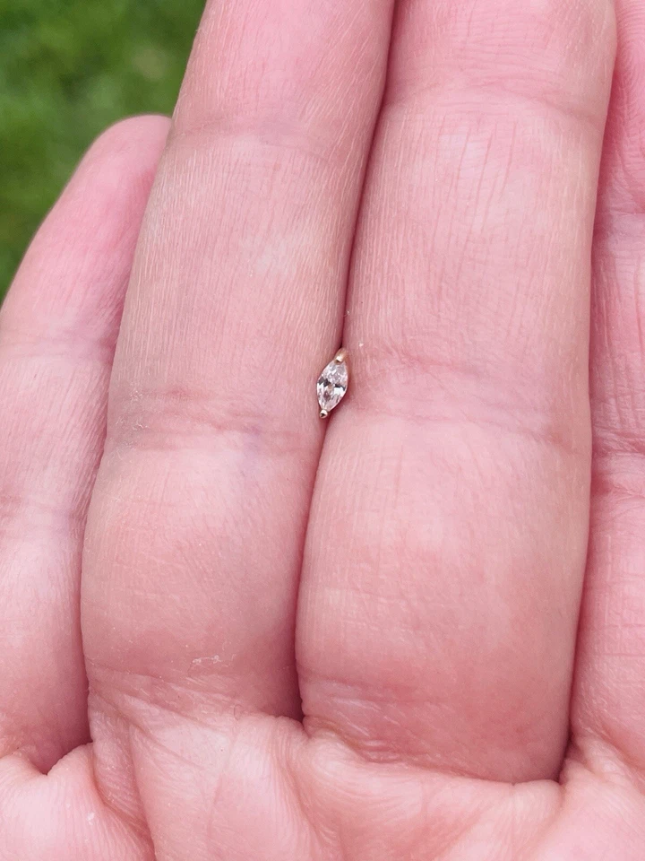 Marquee Natural Diamond Push-In 14K Gold 18G Labret Ear Tragus Stud - Image 4 of 4