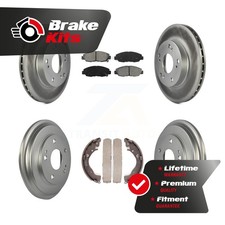 Front Rear Coat Brake Rotor Semi-Metallic Pad Drum Kit For 2006-2011 Honda Civic