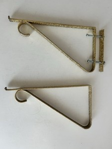 Vintage Brass Shelf Brackets Ornate Gold Texture Hammered Metal Wall Mount