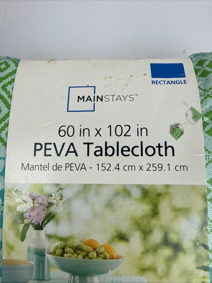 Mainstays PEVA Tablecloth 60” X 102” Rectangular Blues & Greens New - Image 4 of 4