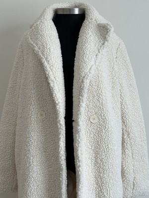 Women's  H&M Teddy Sherpa Coat Size Large White Cream