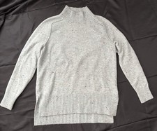 LOFT Women  s XS Gray Speckled Mock Neck Long Sleeve Ribbed Knit Sweater