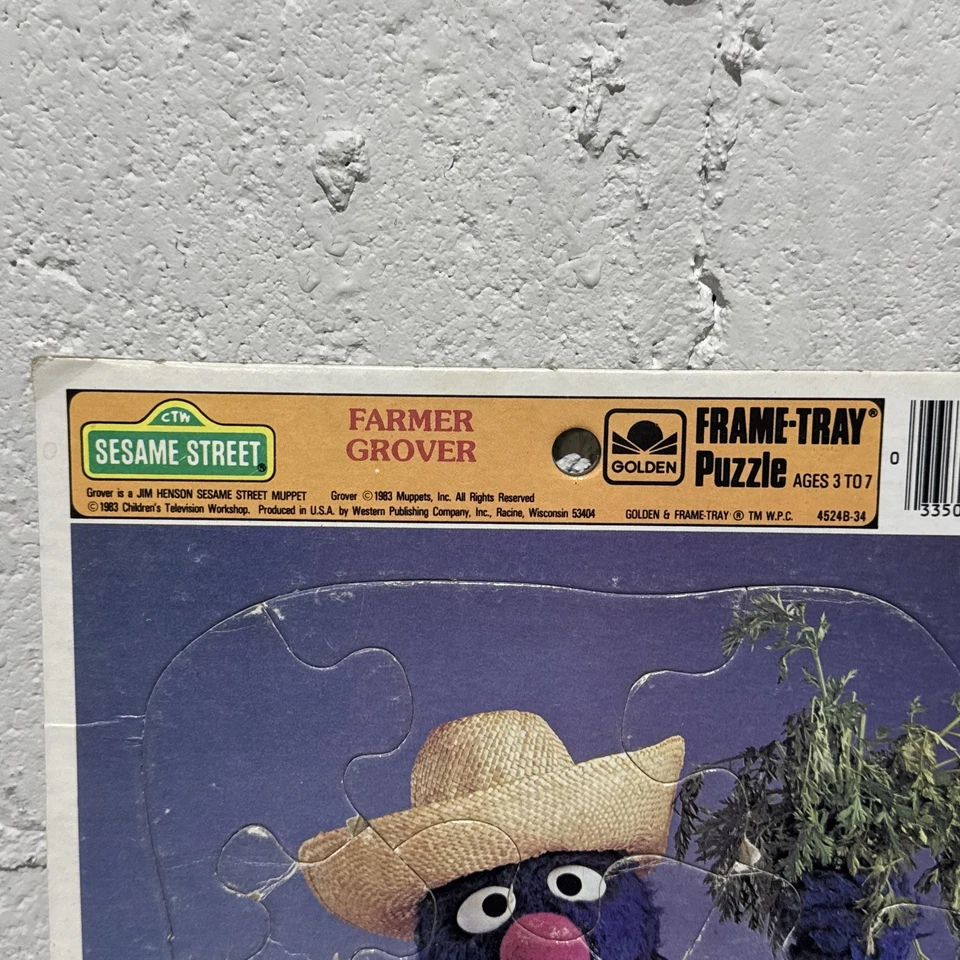 Vintage 1983 Sesame Street Frame Tray Puzzle Farmer Grover VTG 80s - Image 2 of 2