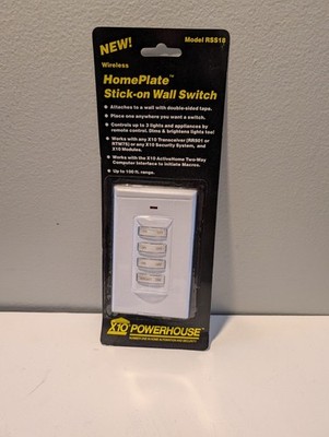 NEW X10 Powerhouse Wireless HomePlate Stick-On Wall Switch Model RSS18 NIP